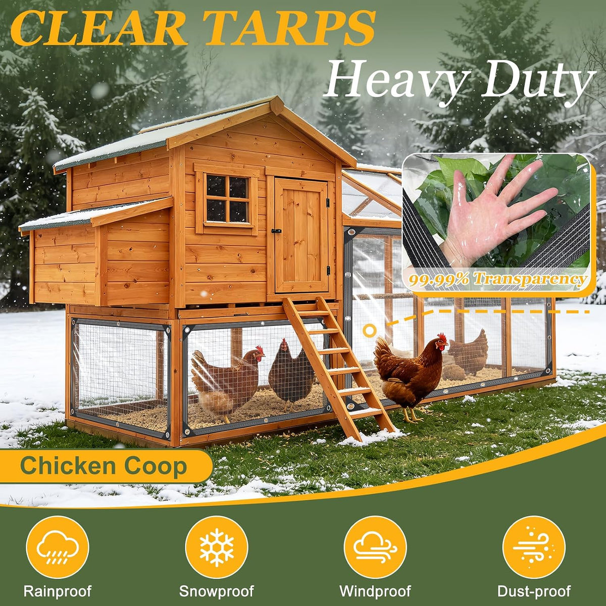 Heavy-Duty Clear Tarp with Grommets – Waterproof 14 Mil Transparent PVC