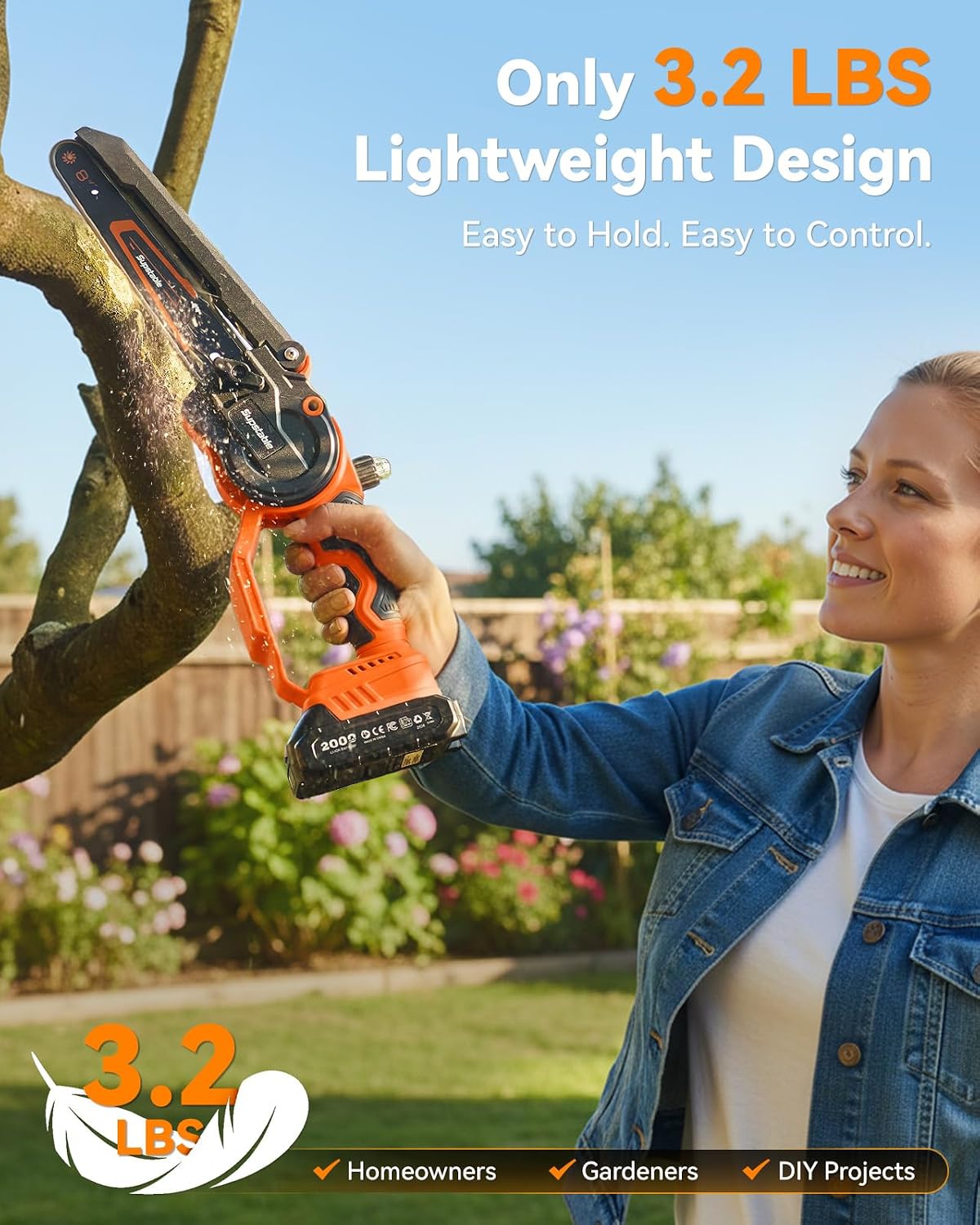 Cordless Mini Chainsaw – 6" & 8" Brushless Electric Chainsaw with 2 Batteries
