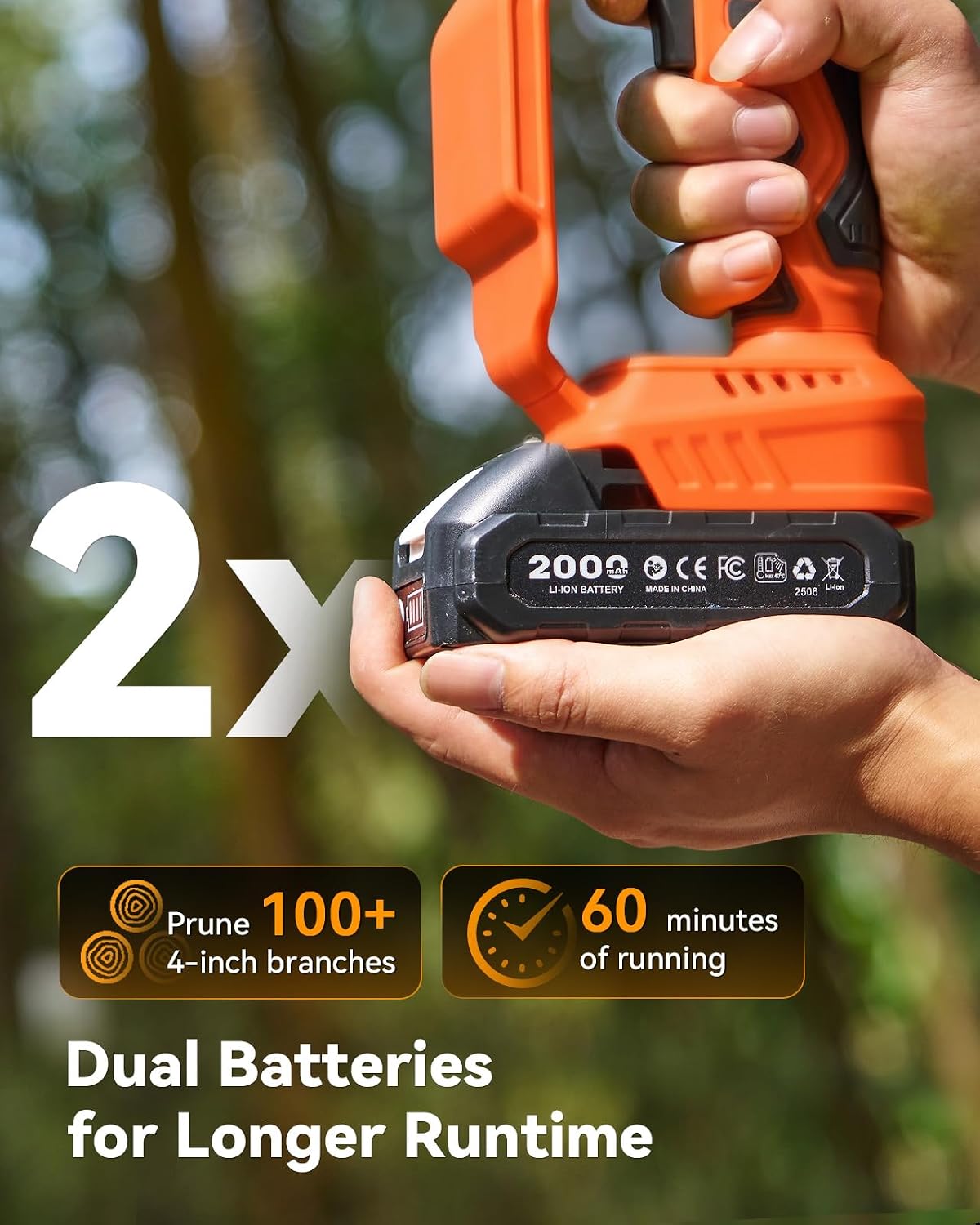 Cordless Mini Chainsaw – 6" & 8" Brushless Electric Chainsaw with 2 Batteries