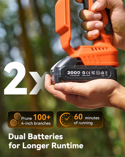 Cordless Mini Chainsaw – 6" & 8" Brushless Electric Chainsaw with 2 Batteries