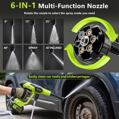 Cordless Pressure Washer – 1450 PSI Portable Power Cleaner with 6-in-1 Nozzle