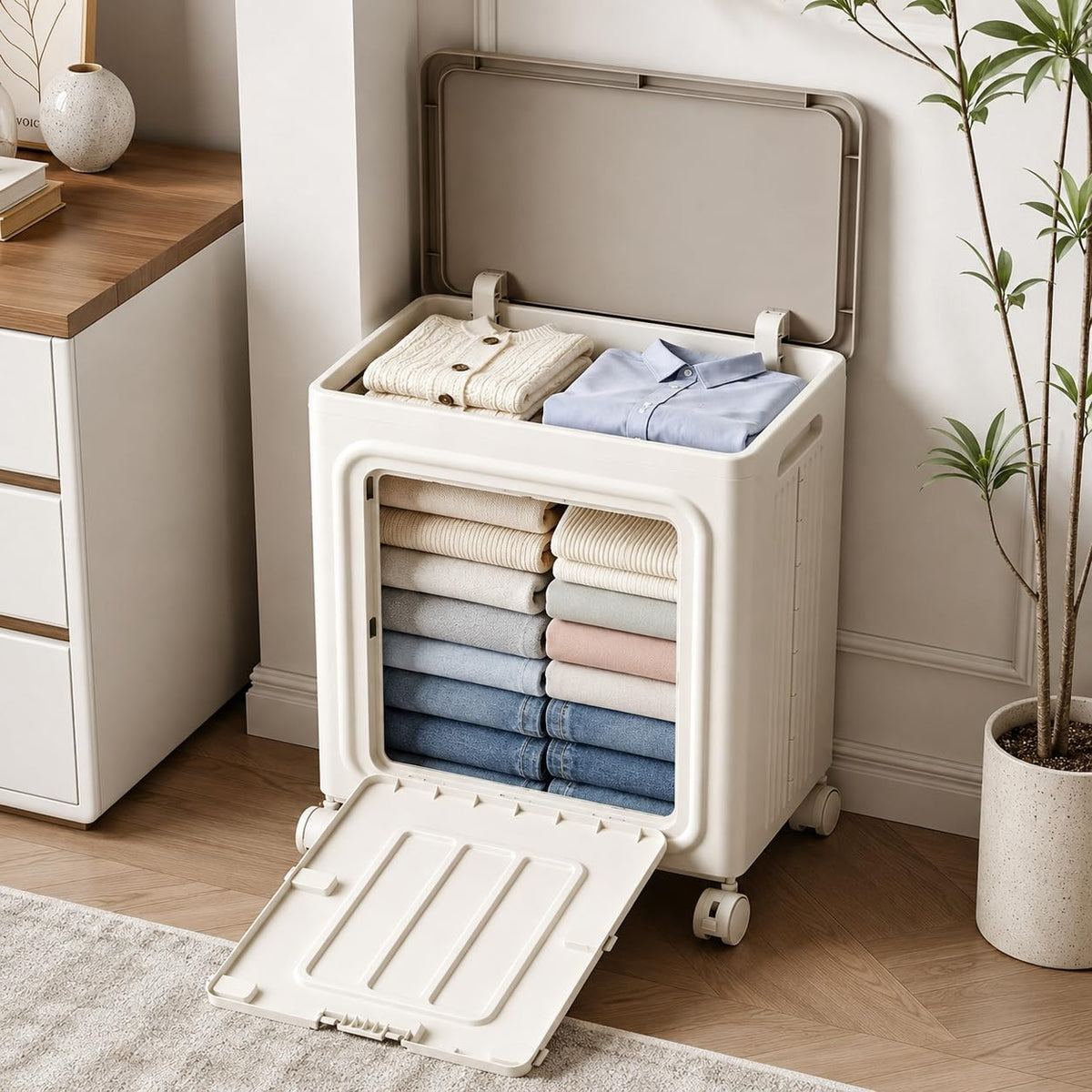 2-Pack Rolling Laundry Hampers with Lids