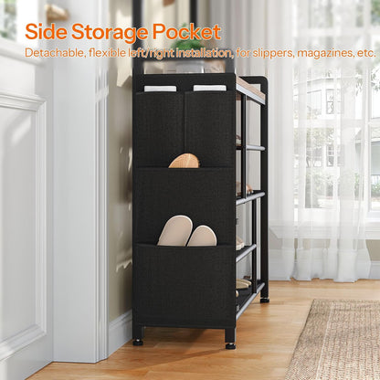 Entryway Hall Tree with Shoe Bench, Coat Hooks & 5-Tier Shoe Rack –